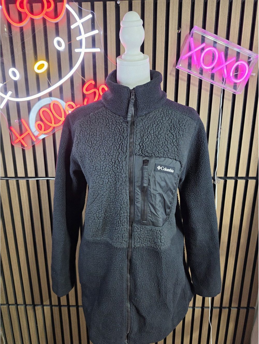 Columbia Jacket Womens M Black Full Zip Mid-Length Long Sleeve Pockets
